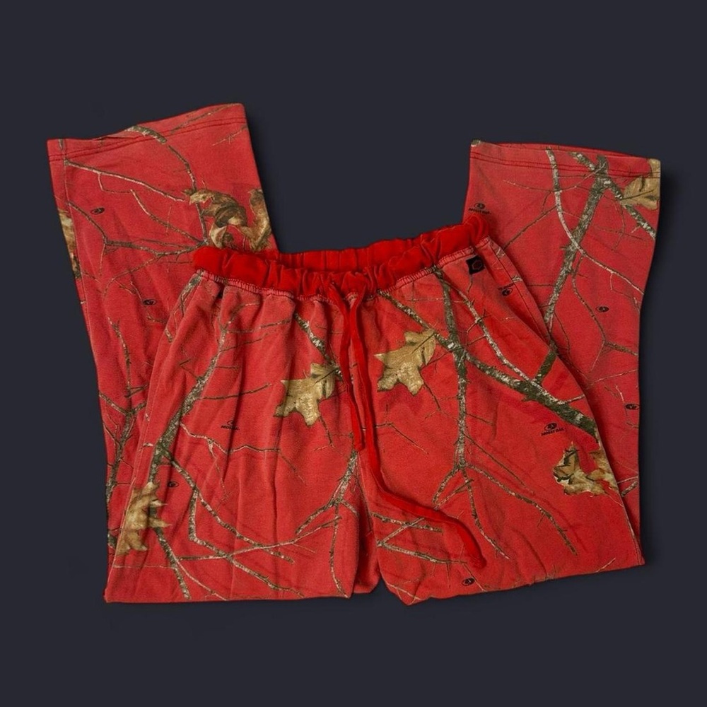 Outdoorsy Red Mossy Oak Camo Print Pajama Pants w Drawstring Waist by Yukon Gear